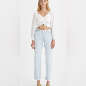 LEVIS WEDGIE STRAIGHT RIPPED WAISTBAND JEANS SIZE 28